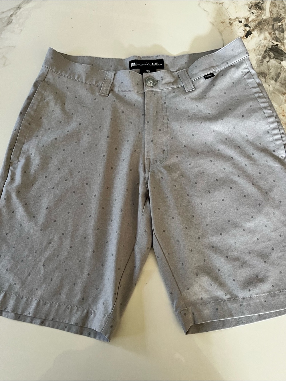 Travis Mathew Men's Light Gray Micro Dot Flat Front Shorts